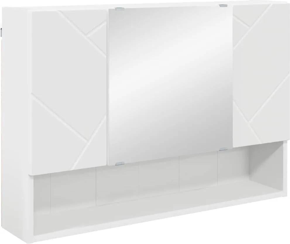 vidaXL Dulap cu oglindă Pe perete Alb 80 x 17 x 55 cm Lemn compozit