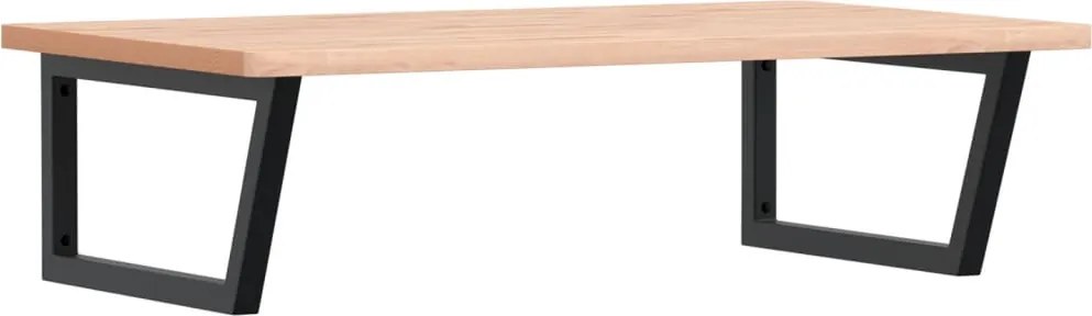 vidaXL Raft pentru lavoar montat pe perete, oțel și lemn masiv fag