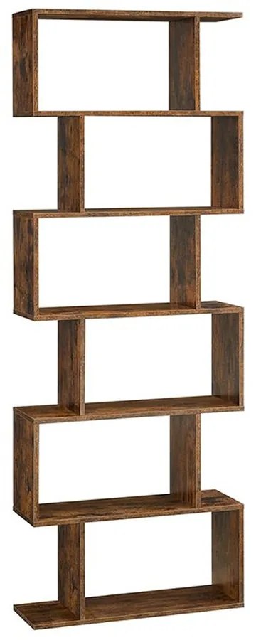 Vasagle Raft/etajeră pentru cărți PRESTON, 70x24x190,5cm, maro