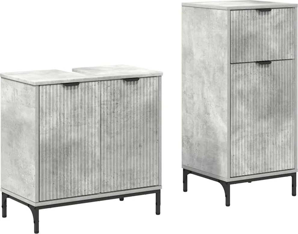 vidaXL Set de mobilier pentru baie cu sertar 2 pcs Gri din beton