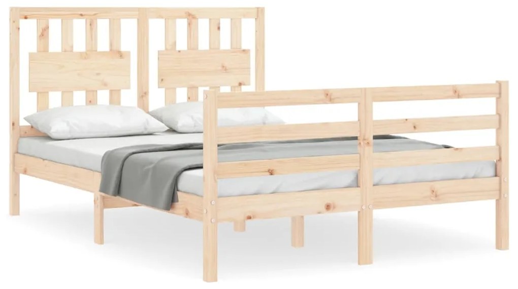 3194286 vidaXL Cadru de pat cu tăblie, dublu, lemn masiv