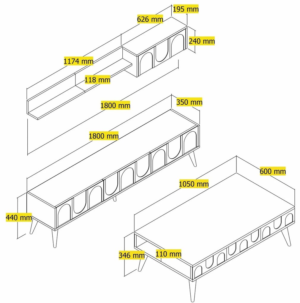 Set mobilier living Lyantela (tmavoBej + Nuc). 1107141