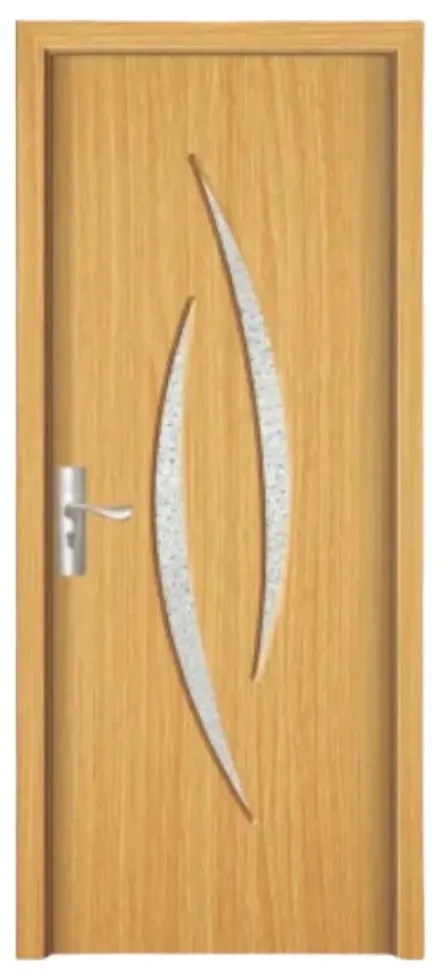 Usa Interior din MDF Novo Doors ND100, Cadru din Lemn Masiv, Geam Sablat, KIT COMPLET, Toc , Manere si balamale incluse (Culoare: Wenge, Toc: