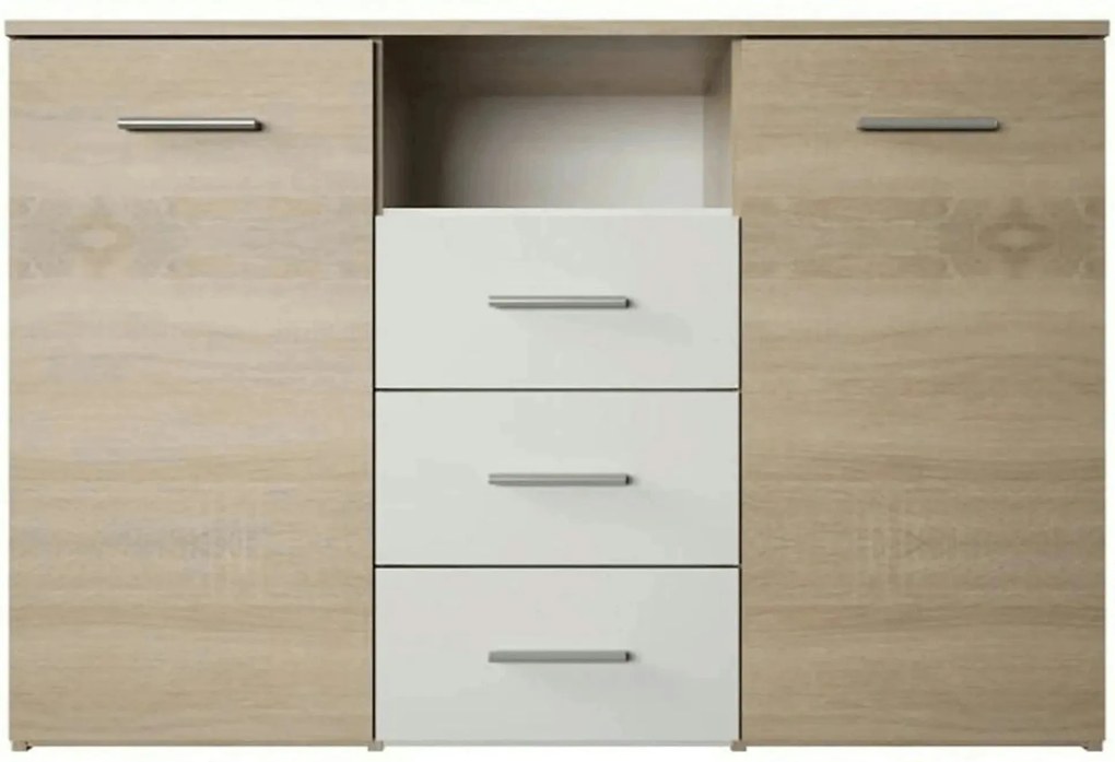 Comoda GABRIELA, stejar sonoma/alb, PAL laminat, 120x38x80 cm