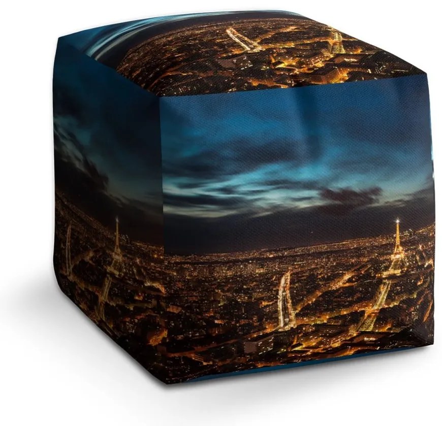Taburet Cube Paris de noapte, colorat