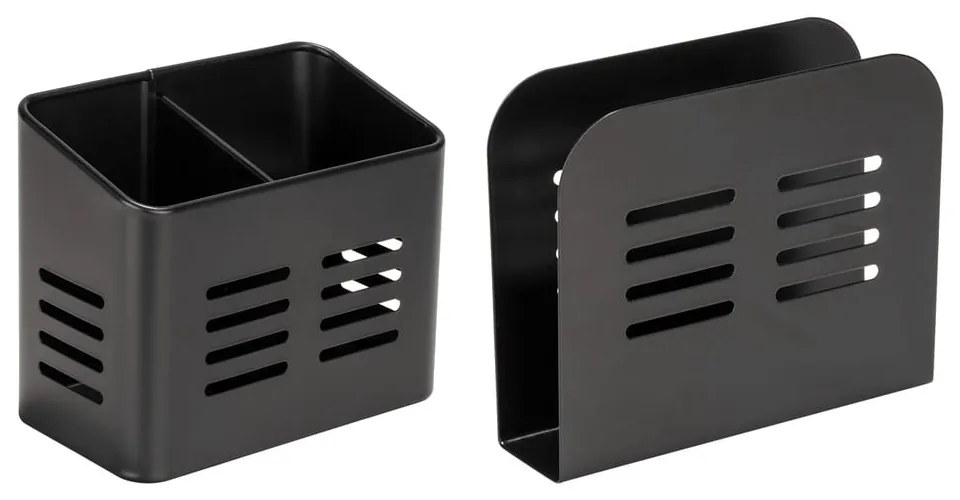 Set de suporturi pentru tacâmuri și șervetele 2 buc. din metal Black Outdoor Kitchen Baco – Wenko
