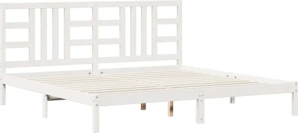 vidaXL Cadru de pat, alb, 200x200 cm, lemn masiv
