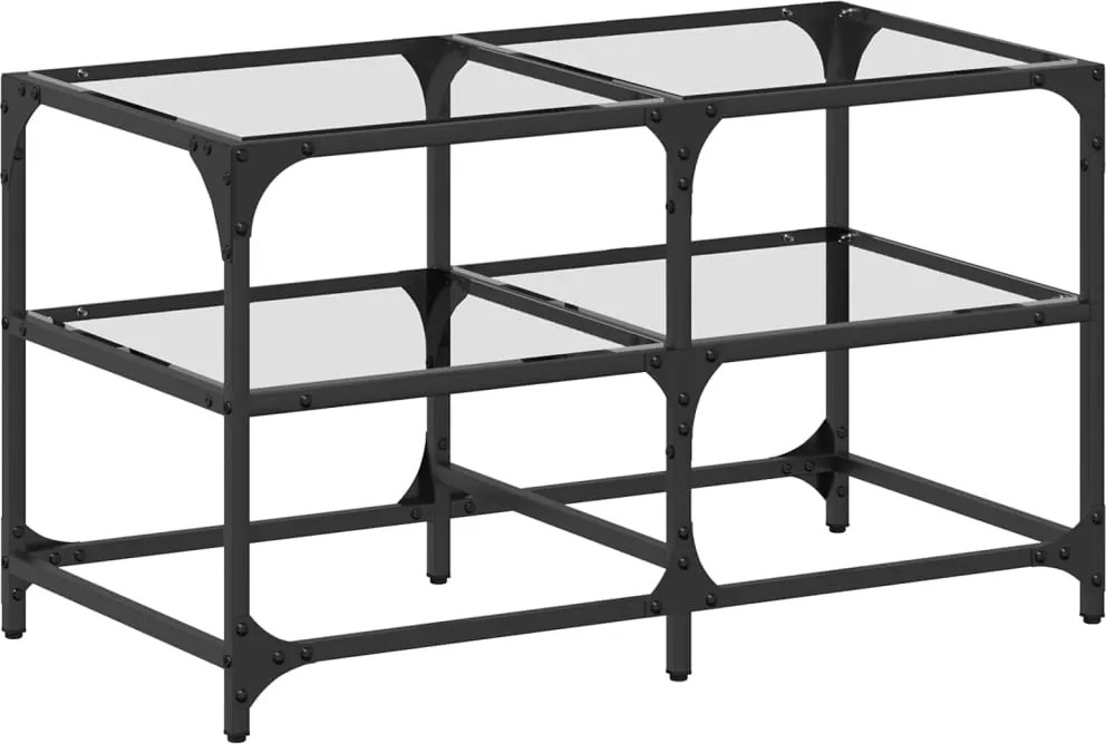 vidaXL Măsuță de cafea blat din sticlă transparentă 78,5x40x45 cm oțel