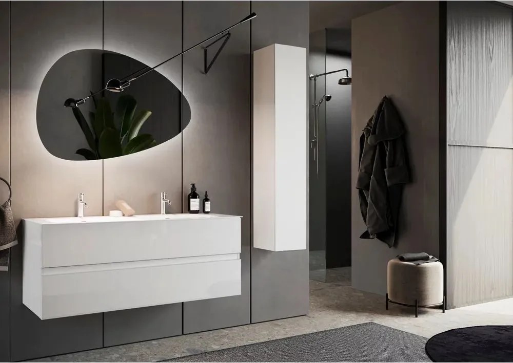 Set dulap baza si lavoar suspendat alb LC Mobili Italia Start 122x53x47 cm
