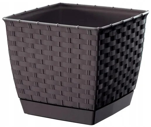 Ghiveci de flori, Prosperplast, Ratolla, patrat, 3.8 L, maro, 19x19x15.9 cm