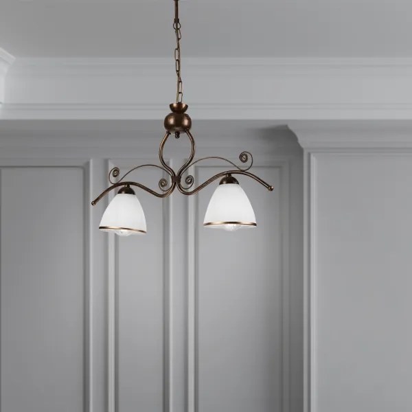 Lustră pe lanț RETRO 2xE27/60W/230V cupru/patină