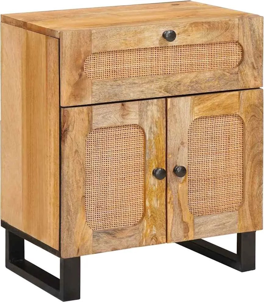 vidaXL Dulap de noapte natural 50 x 33 x 60 cm Lemn de mango solid