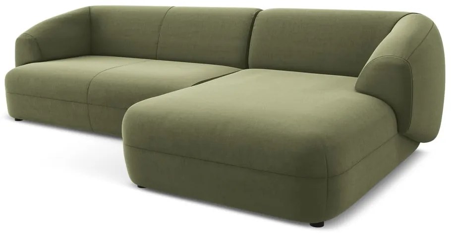 Colțar verde cu tapițerie din catifea (cu colț pe partea dreaptă) Moana – Makamii