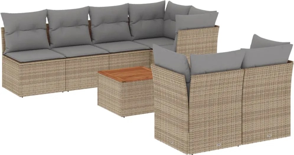 vidaXL Set canapele de grădină, 8 piese, cu perne, bej, poliratan