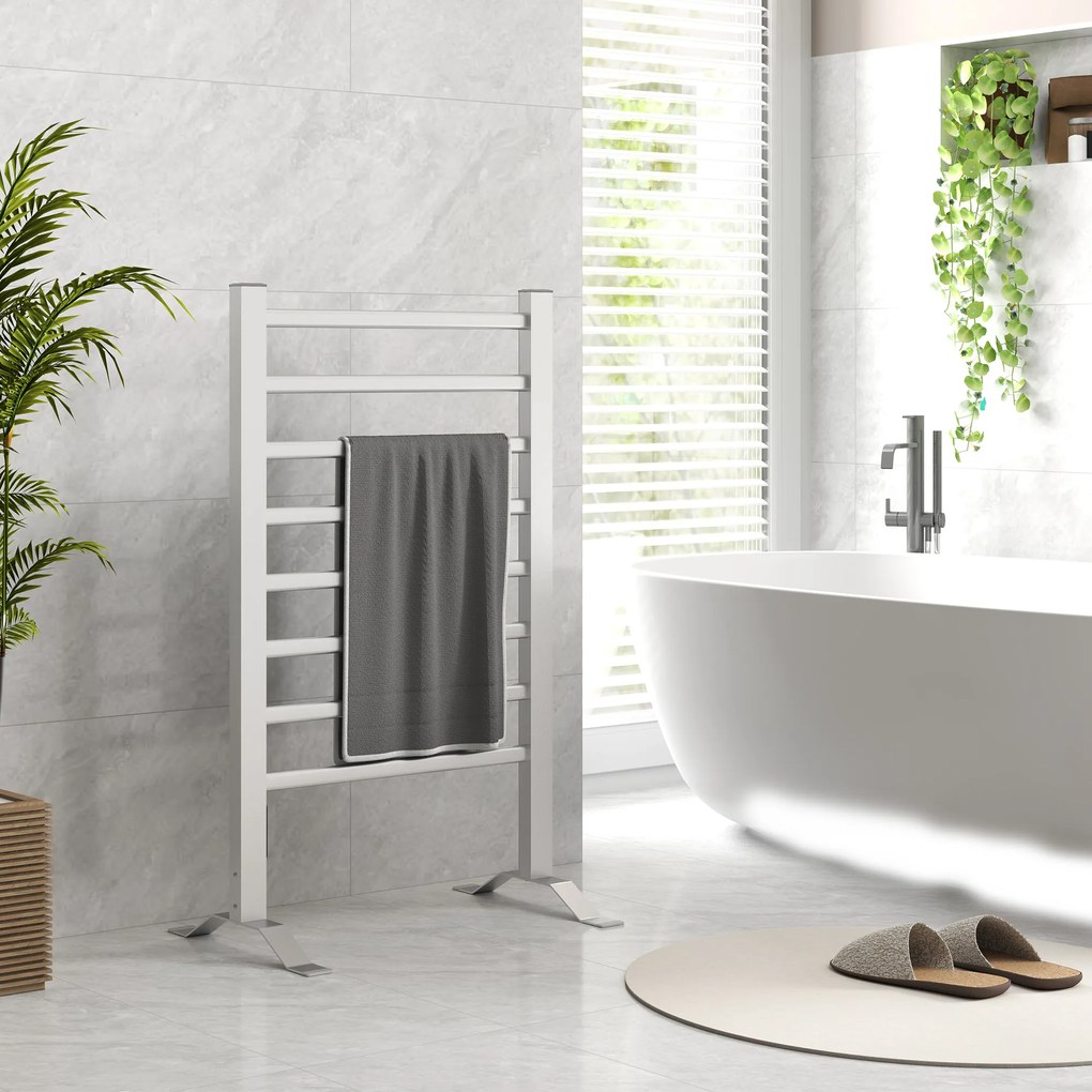 HOMCOM Uscător Electric de Prosoape pentru Perete sau Podea cu Timer și 8 Bare 53x35x90 cm Negru | Aosom Romania