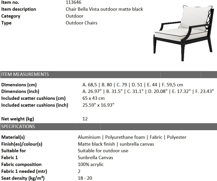 Fotoliu pentru interior si exterior Bella Vista, negru 113646 HZ