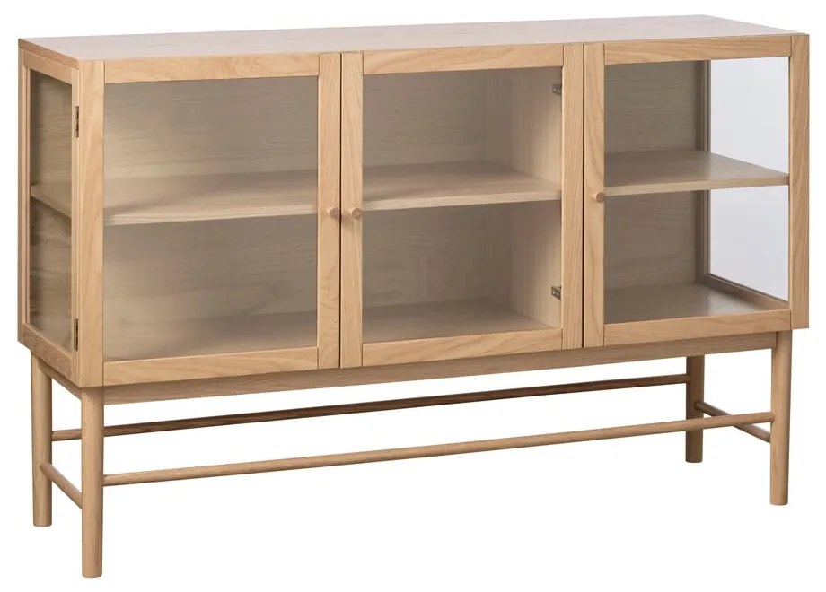 Vitrină din lemn de stejar 88x140 cm Elba – Unique Furniture