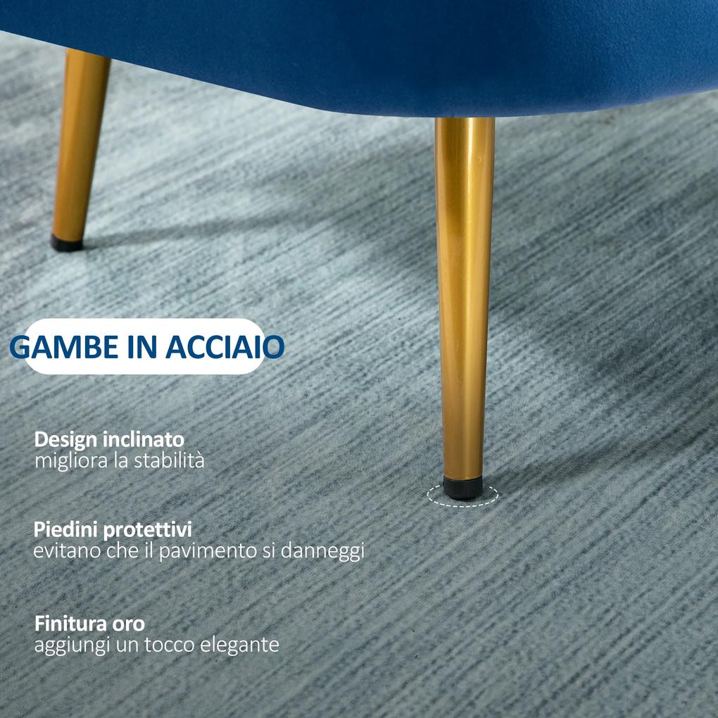 HOMCOM Scaun de Dining Capitonat din Catifea cu Structură din Oțel, Design Elegant, Albastru | Aosom Romania