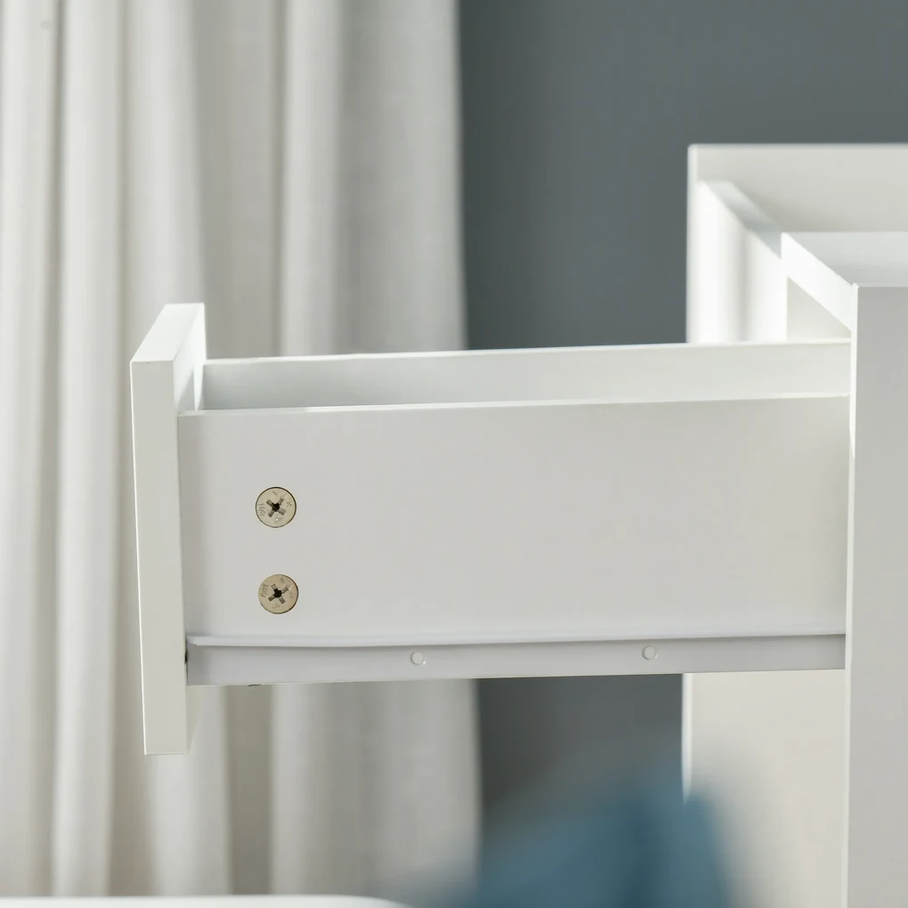 HOMCOM Set Mobilier pentru Toaletă cu Oglindă, Taburet și Sertar, Design Elegant, Masa Consola Alb | Aosom Romania