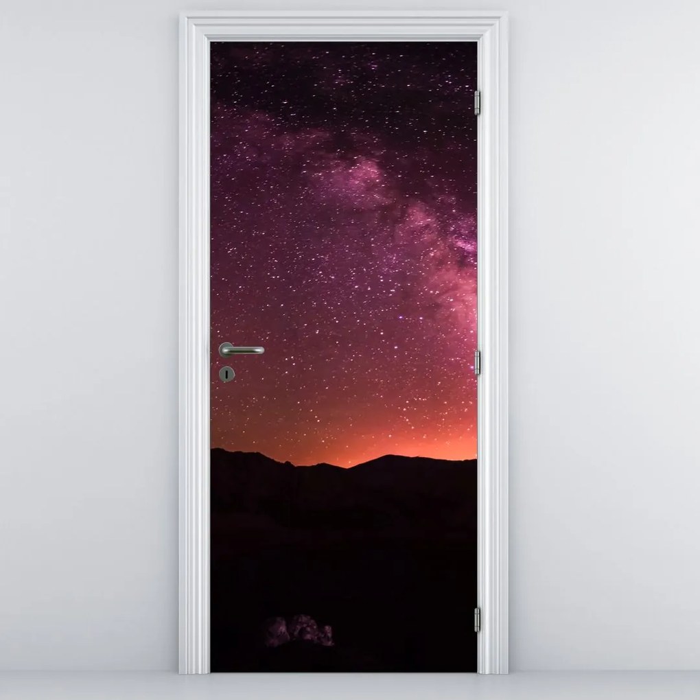 Fototapet pentru ușă - Calea lactee roz (95x205cm)