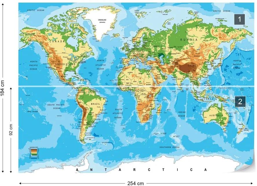Fototapet GLIX - World Map Atlas  + adeziv GRATUIT Tapet nețesute - 254x184 cm