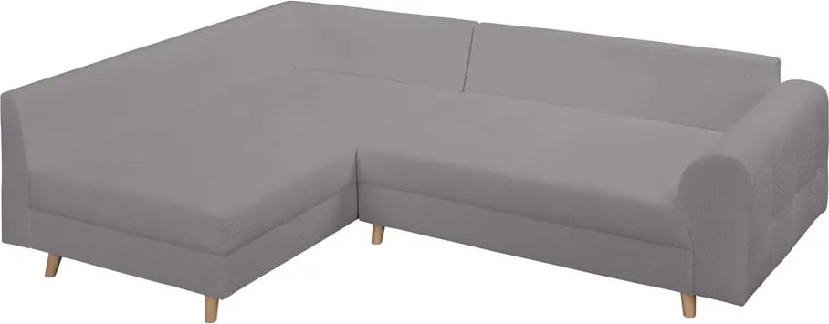 Colțar gri închis cu tapițerie din stofă bouclé (cu colț pe partea stângă ) Ariella – Ropez