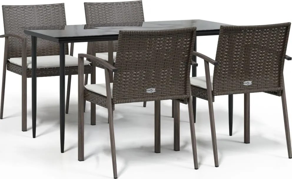 vidaXL Set mobilier de grădină cu perne, 5 piese, poliratan și oțel