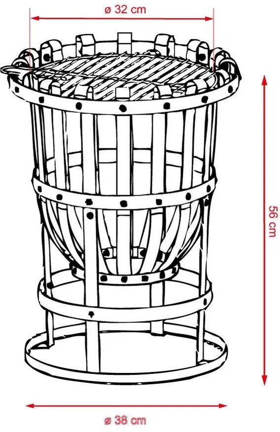 Vatră de grădină portabilă ALBERT cu grătar