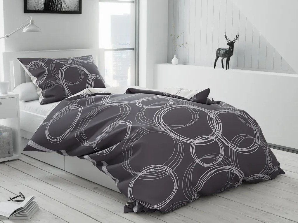 Lenjerie de pat din bumbac BUBBLES BLEND negru Dimensiune lenjerie de pat: 70 x 90 cm | 140 x 200 cm