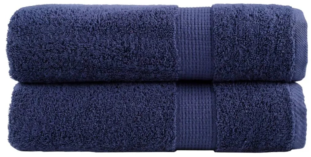 vidaXL Prosoape de mâini premium SOLUND 2buc bleumarin 50x100cm 600gsm