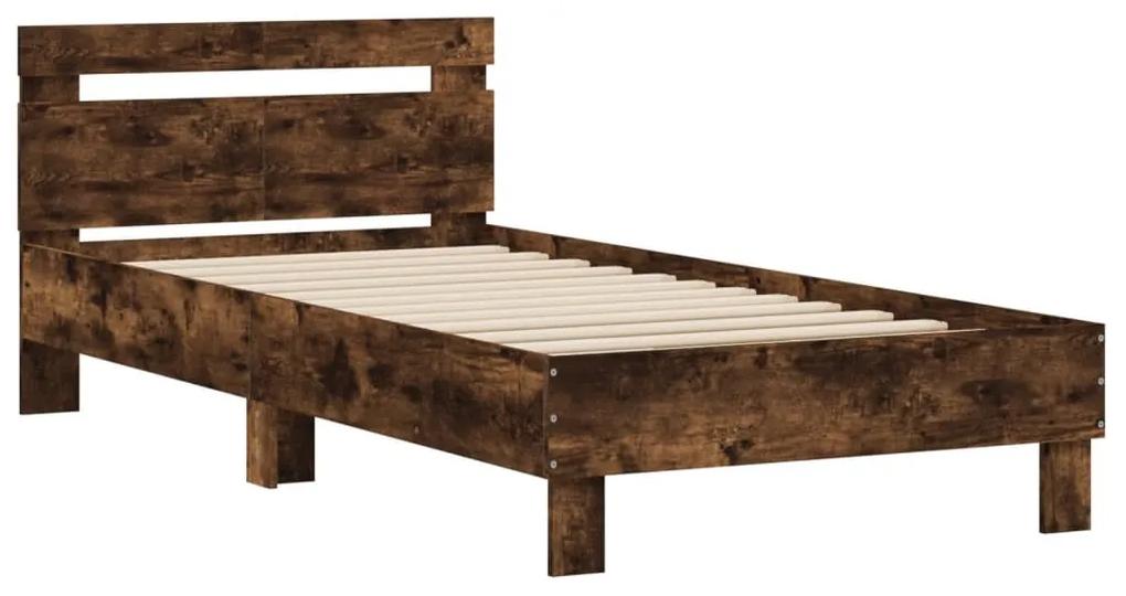 838530 vidaXL Cadru de pat cu tăblie stejar fumuriu 100x200 cm lemn prelucrat