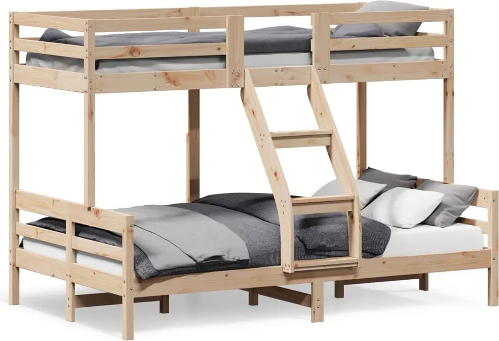 vidaXL Pat supraetajat, 80x200/120x200 cm, lemn masiv de pin