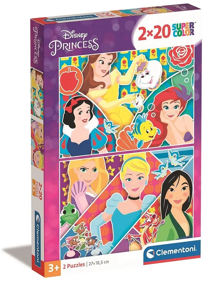 Prințesele Disney Puzzle 2x20 de piese Clementoni