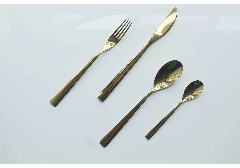 SET TACAMURI INOX, 24 PIESE, FINISAJ AURIU LUCIOS