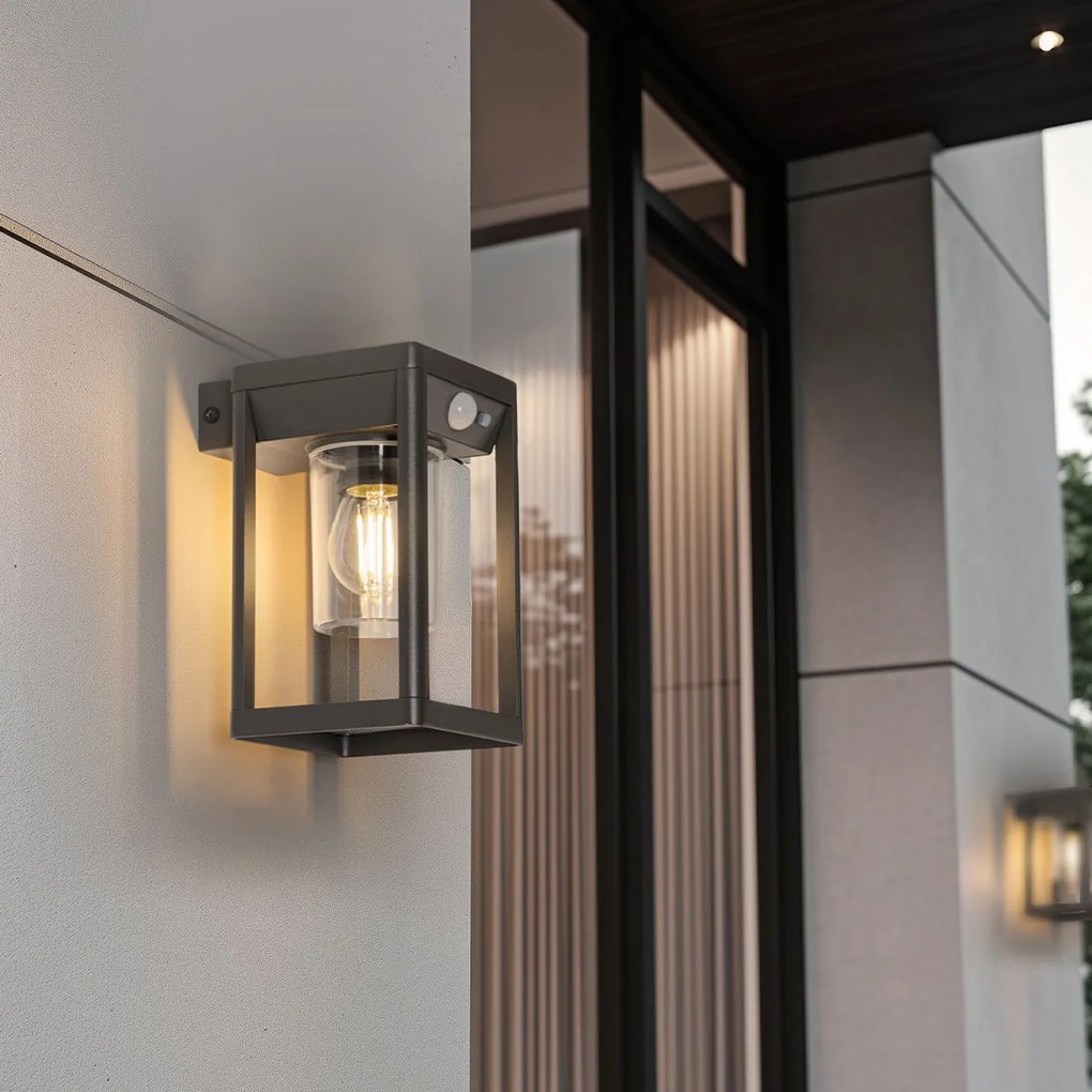 Lampă de perete exterioară gri închis cu LED și lumină reglabilă pe solar - Sonne
