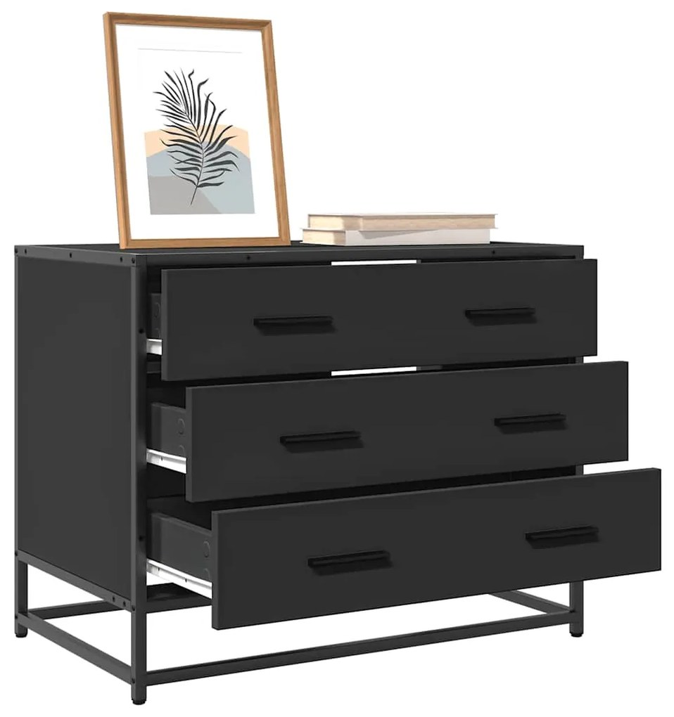 vidaXL Dulap cu sertare, negru, 70x41x56 cm, lemn compozit