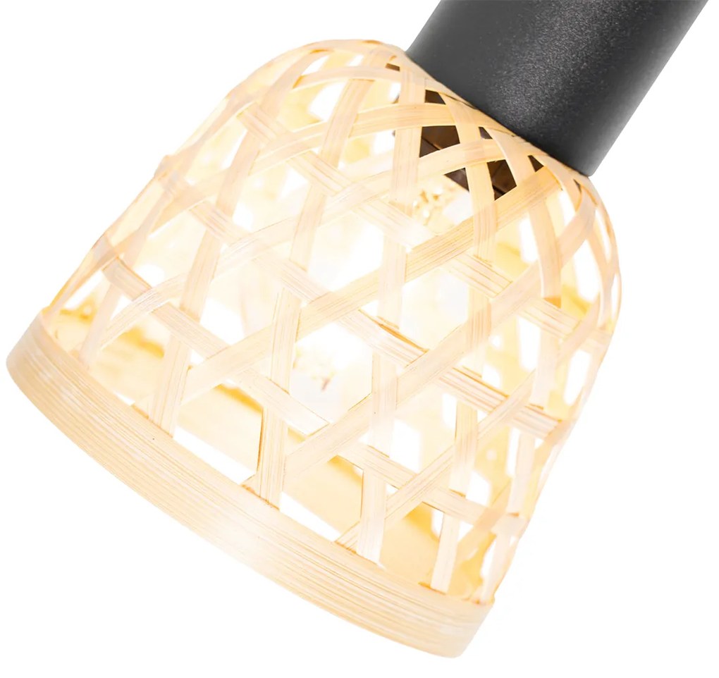 Spotlight oriental negru cu bambus 2 lumini - Rayan