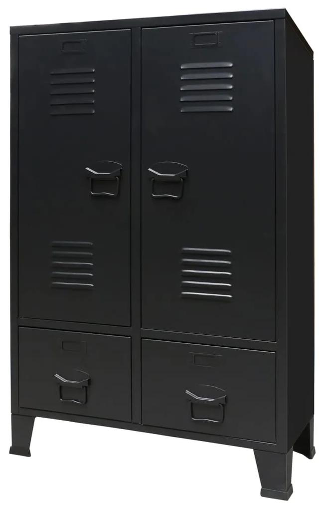 Sifonier, stil industrial, 67 x 35 x 107 cm, negru, metal Negru, 1