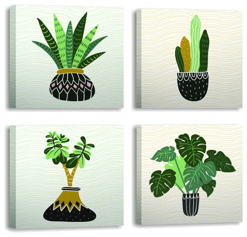 Tablouri 4 buc. 30x30 cm Plants – Wallity