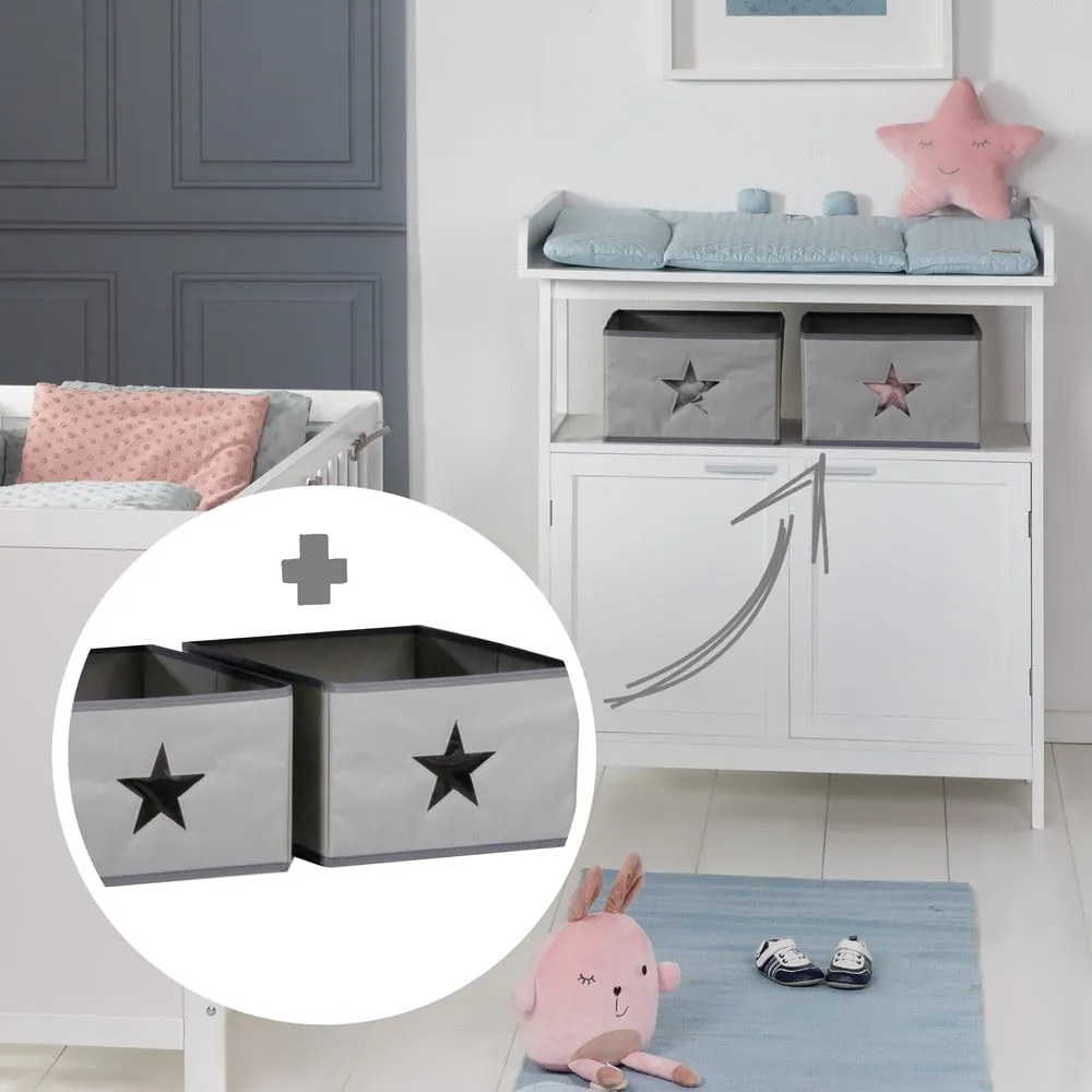 Comodă de copii gri cu masă de schimbat 87x100x75 cm Hamburg – Roba