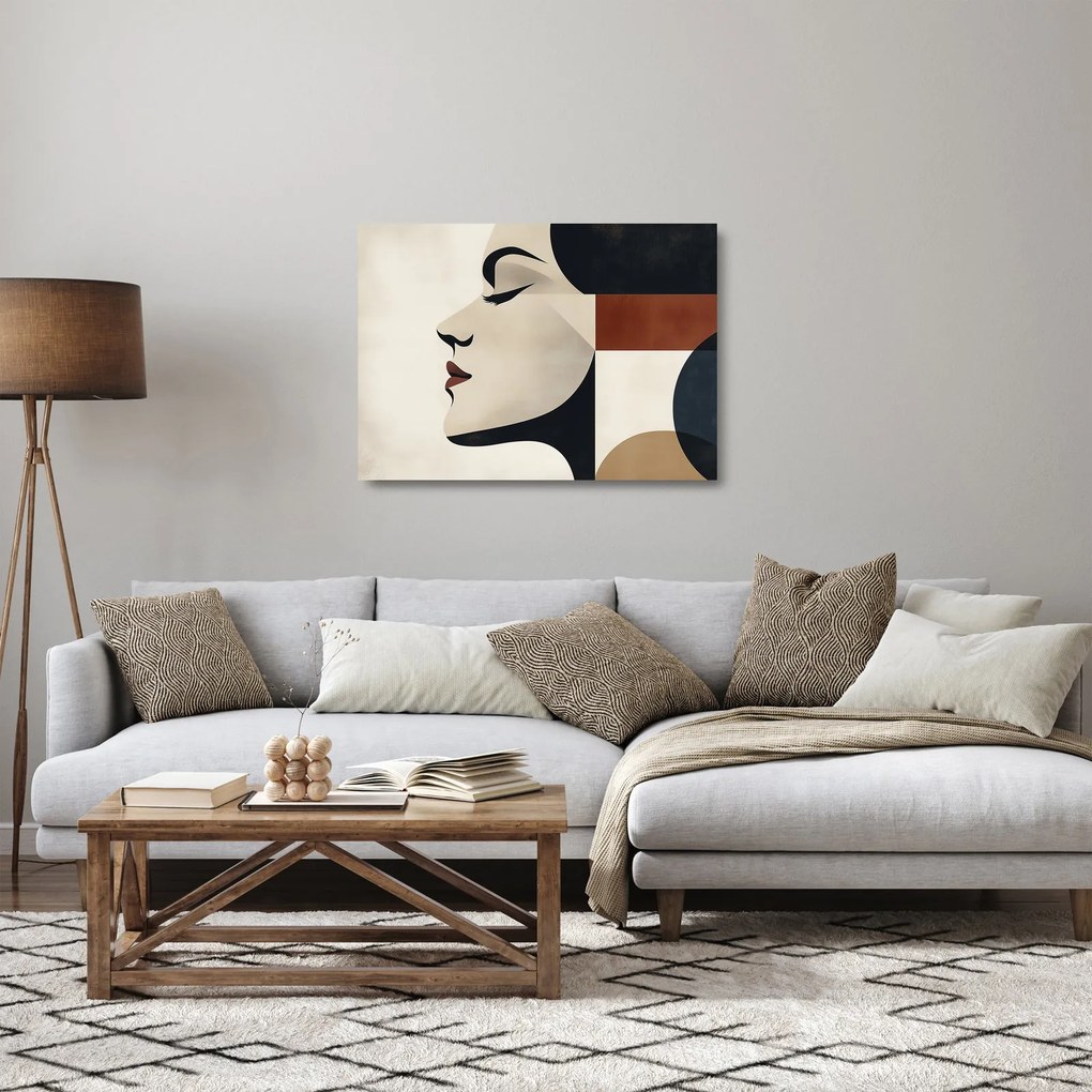 Tablou pe sticlă - Femeie din profil (70x50 cm)