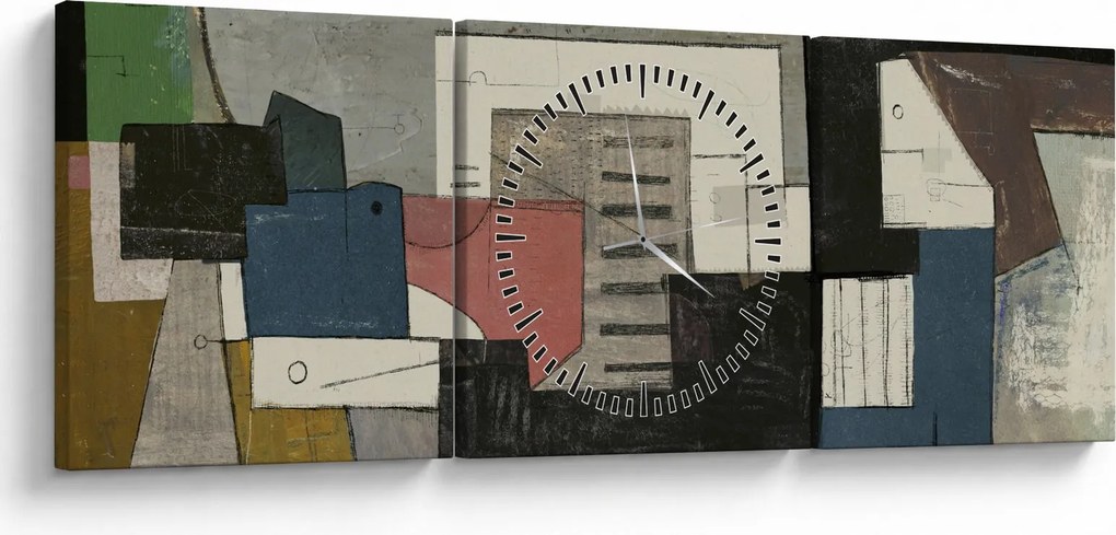 Tablou - Abstracție cubism (cu ceas) (90x30 cm)