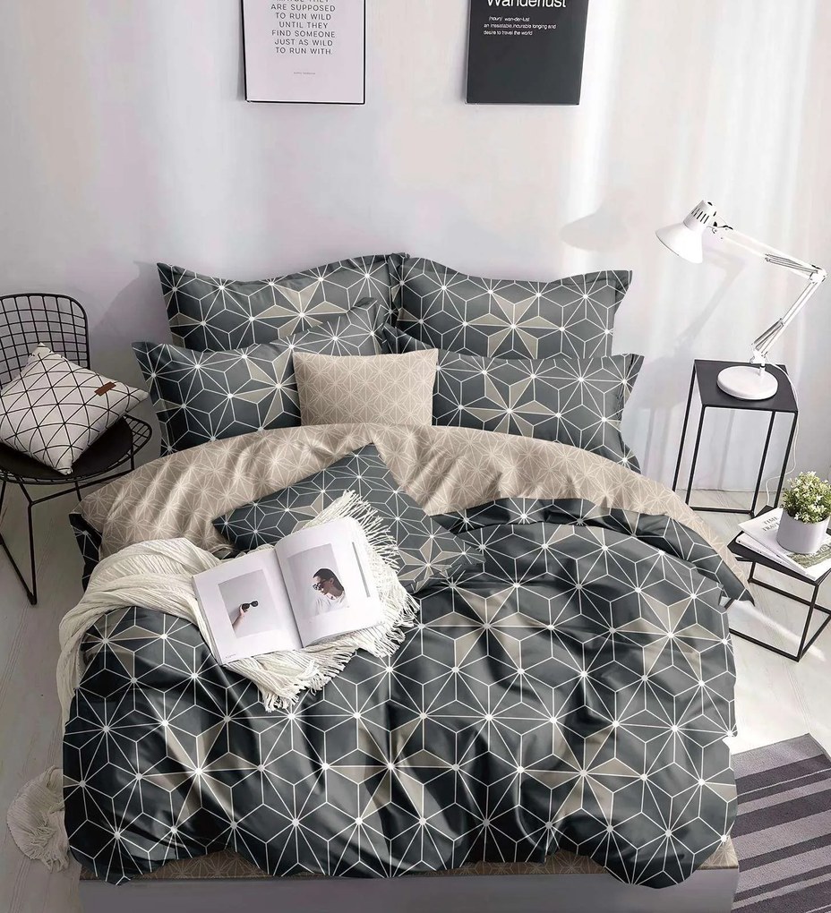 Lenjerie de pat din bumbac THALIA gri-bej Dimensiune lenjerie de pat: 70 x 90 cm | 140 x 200 cm