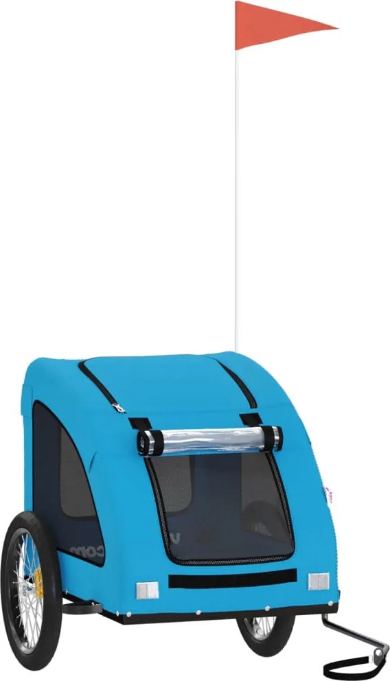 vidaXL Remorcă de bicicletă animale companie, albastru, oxford/fier