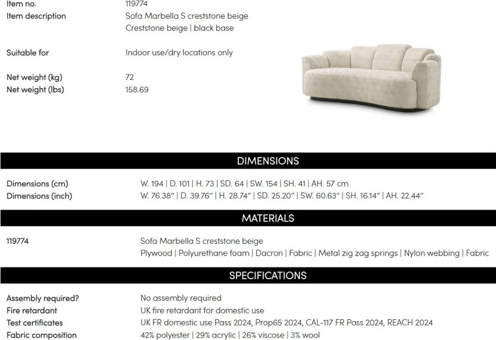 Canapea LUX tesatura Creststone beige Marbella