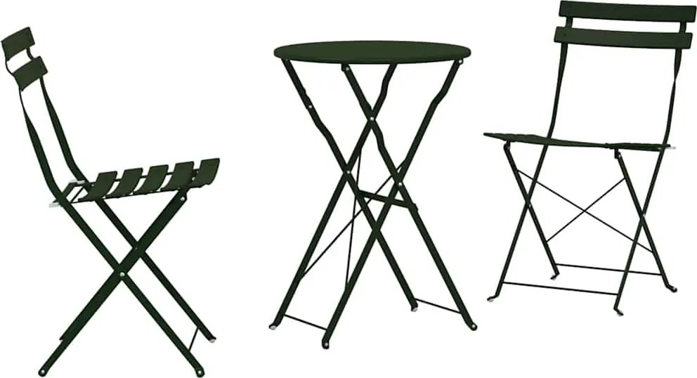 vidaXL Set Bistro Pliabil 3 pcs Pădure Oțel