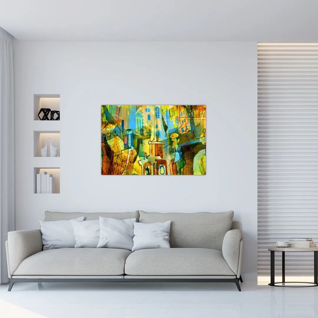 Tablou - Arhitectură, abstractizare cubistă (90x60 cm)