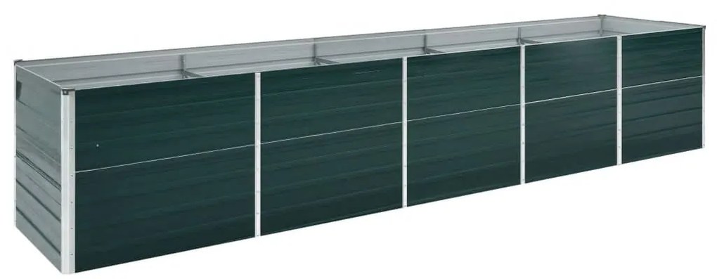 vidaXL Strat înălțat de grădină, verde, 400x80x77 cm, oțel galvanizat