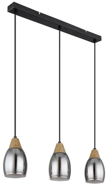 Lustra suspendata design modern REID negru, fumuriu