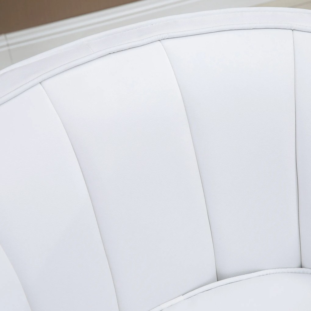 Fotoliu modern din piele artificiala cu picioare de otel HOMCOM, scaun decorativ tapitat, pentru sufragerie | Aosom RO